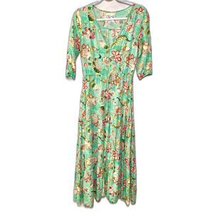 Anthropologie Sunday Mi Amor Floral Tiered Maxi Dress Boho Cottagecore Size XS